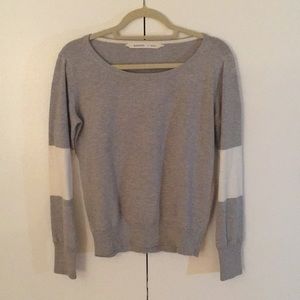 Athleta grey sweater with white stripe on sleeve